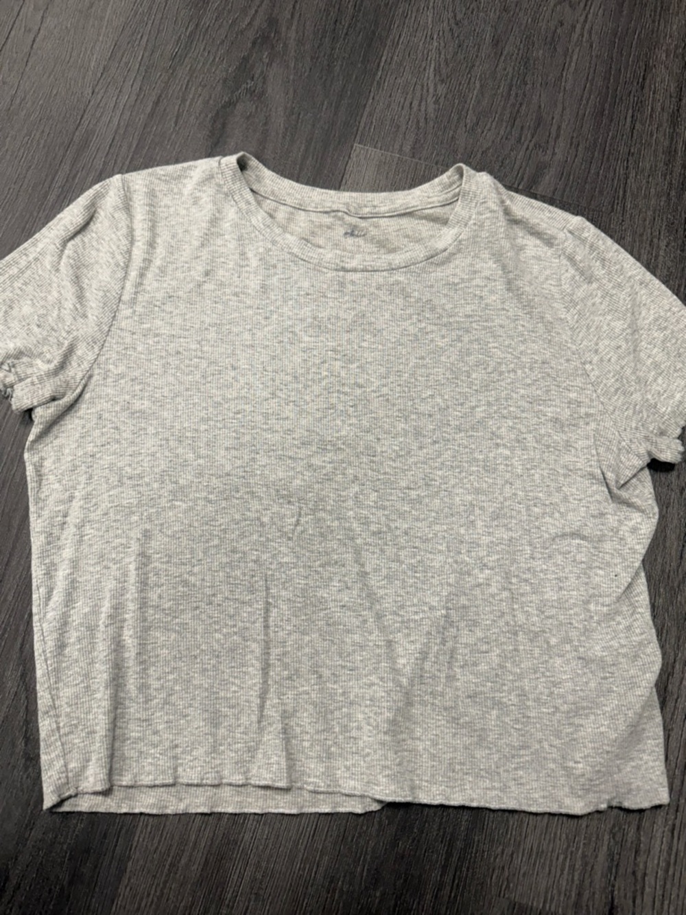 aerie Heather Gray Ribbed Short Sleeve Crewneck Top